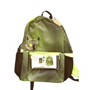 Neon Green Black Gridlock 5 Piece Backpack Set Lunch Bag Water Bottle SC200